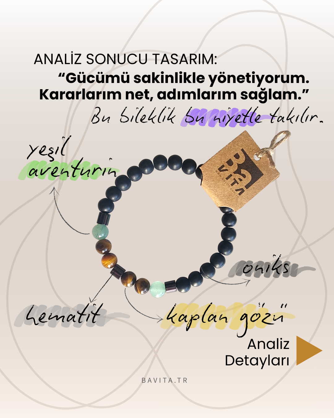 İsme ve Doğum Tarihine Özel Doğal Taş Bileklik