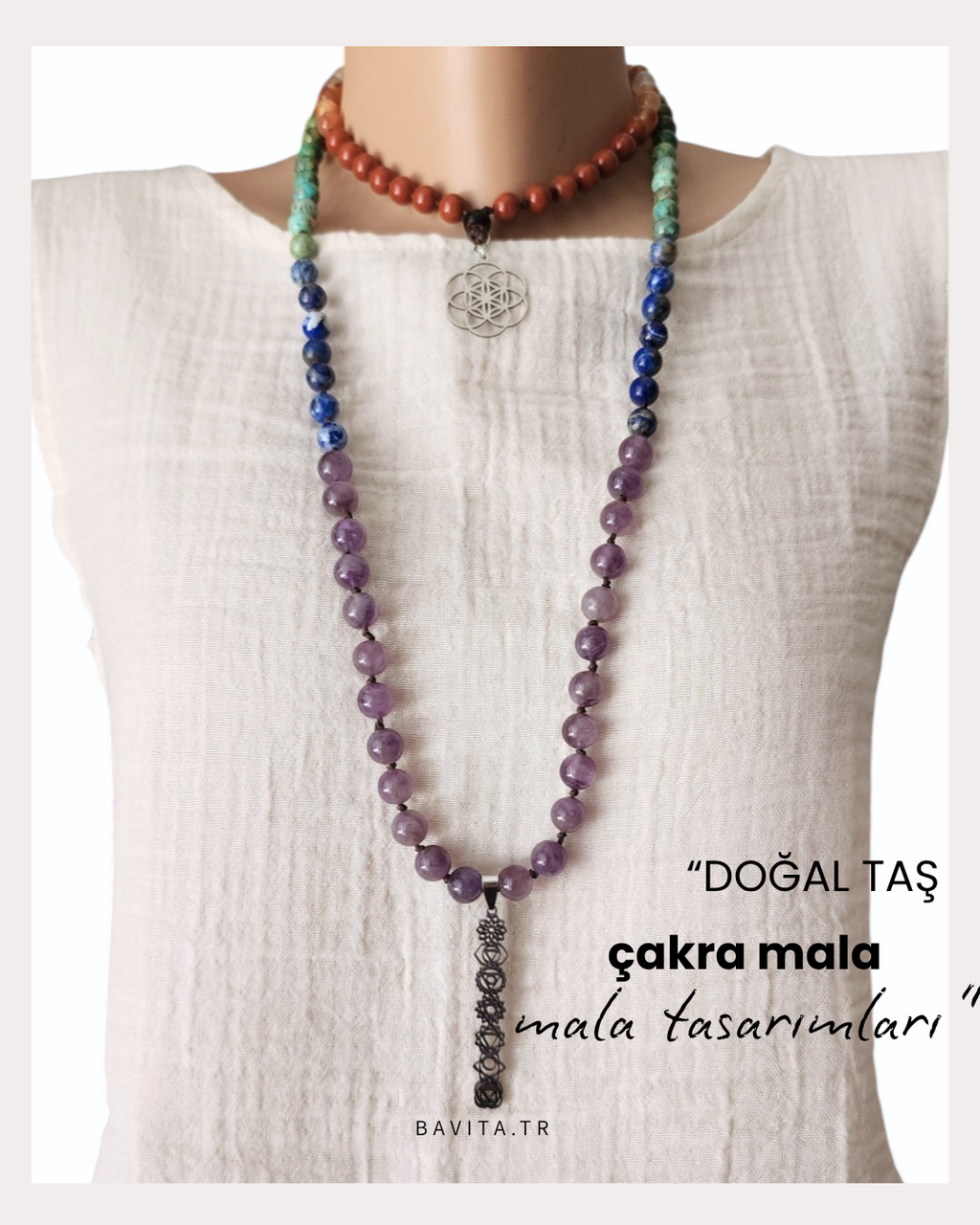 Doğal Taş Çakra Mala T1
