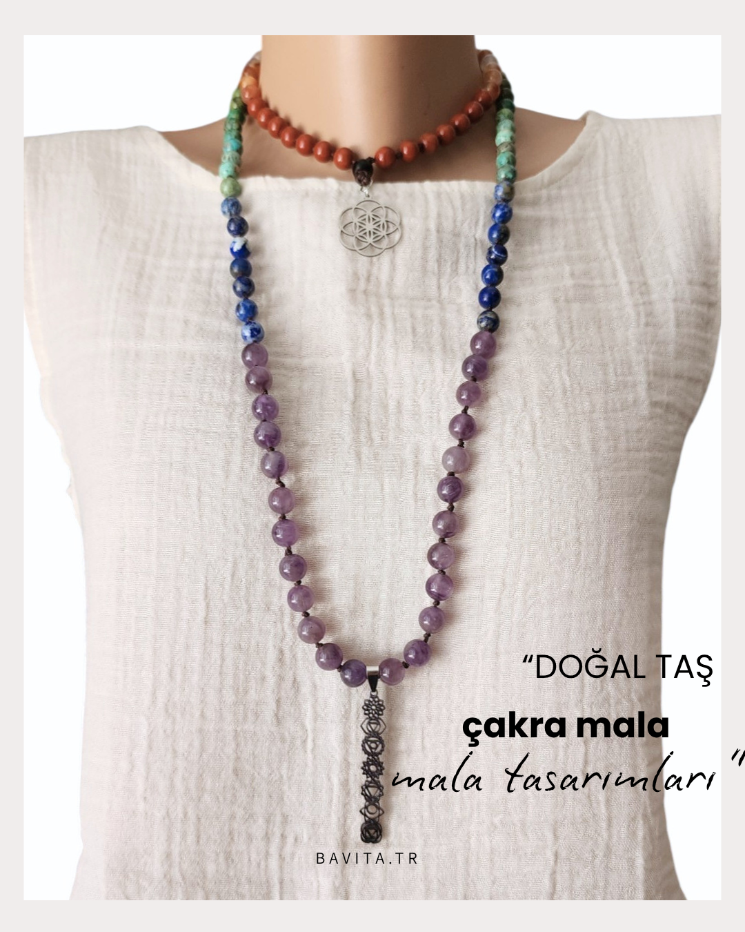Doğal Taş Çakra Mala T1
