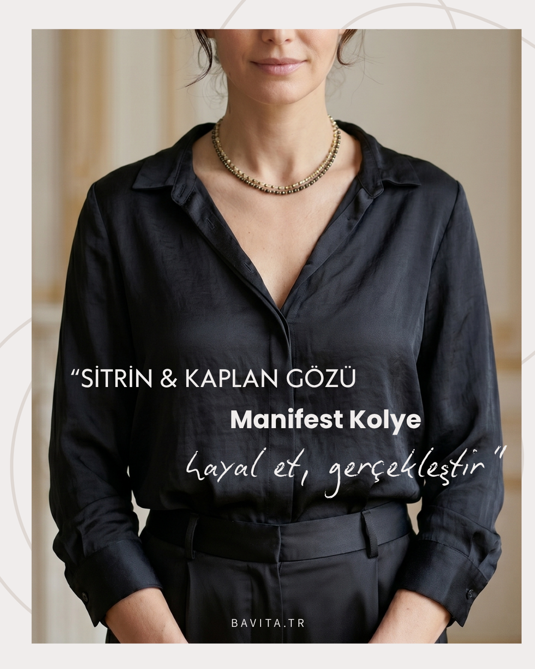 Manifest Doğal Taş Kolye Sitrin ve Kaplan Gözü