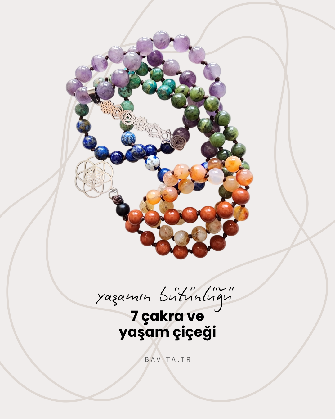 Doğal Taş Çakra Mala T1