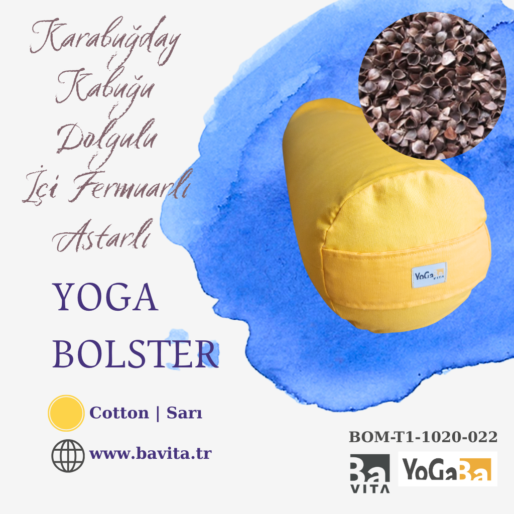 Yoga Bolster Minder-T1  Karabuğday Dolgulu Sarı 22x68cm
