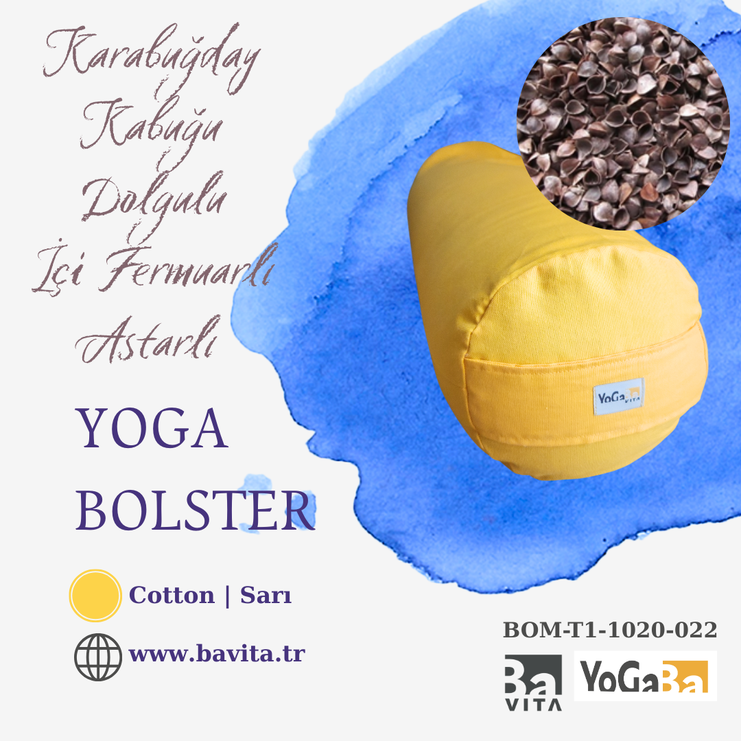 Yoga Bolster Minder-T1  Karabuğday Dolgulu Sarı 22x68cm