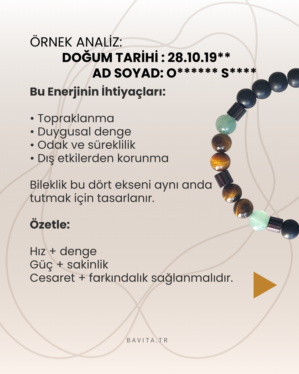 İsme ve Doğum Tarihine Özel Doğal Taş Bileklik