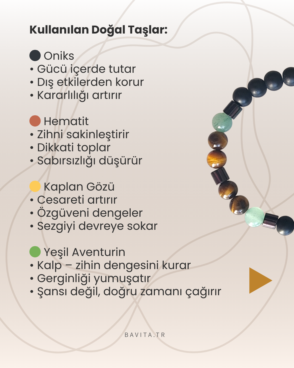 İsme ve Doğum Tarihine Özel Doğal Taş Bileklik