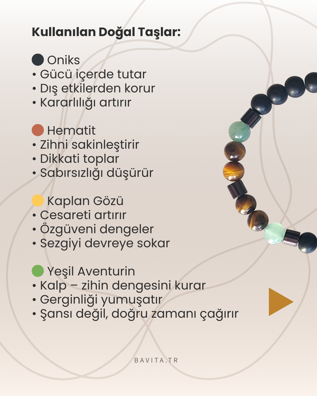 İsme ve Doğum Tarihine Özel Doğal Taş Bileklik