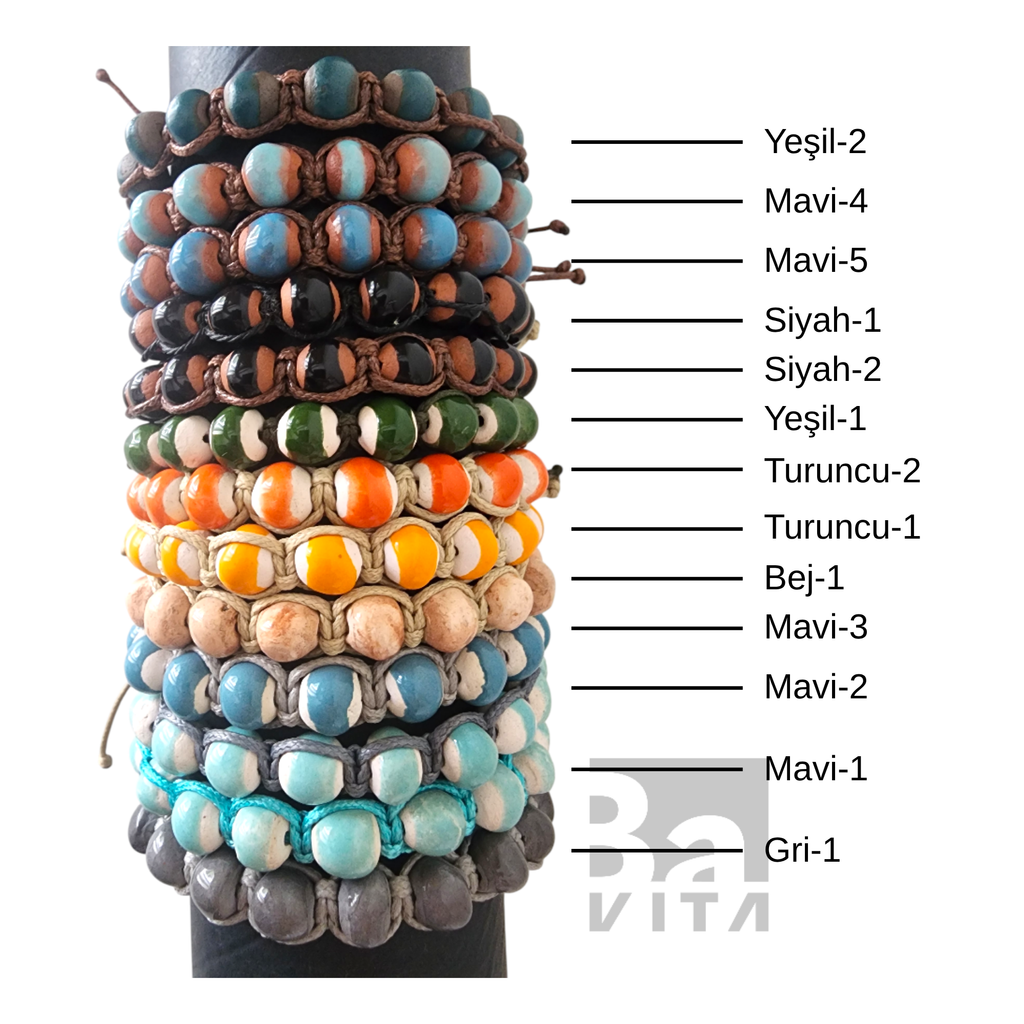 Makrome Seramik Bileklik- T1 Renkli 8mm