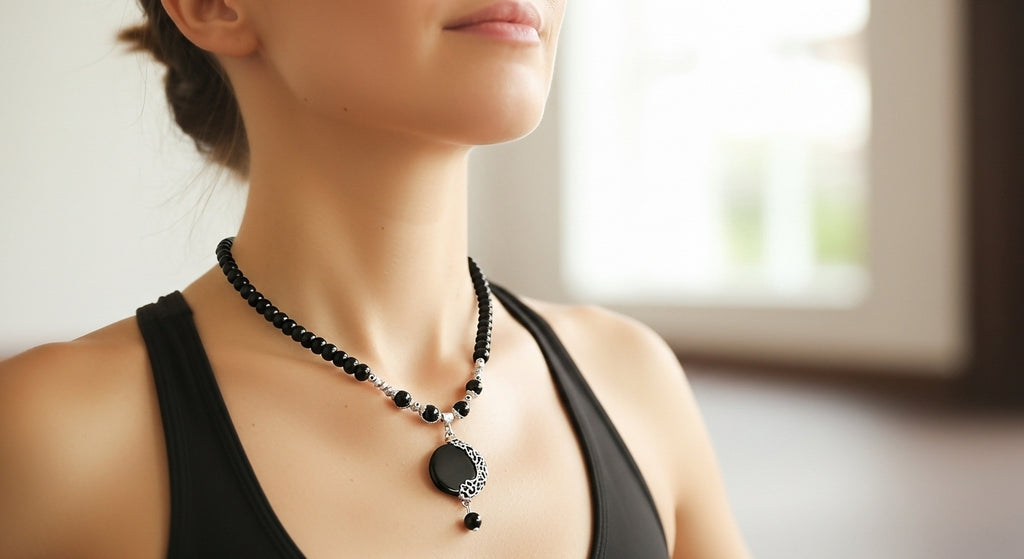 Doğal Taş Kolye-T3 Siyah Obsidyen 45 cm