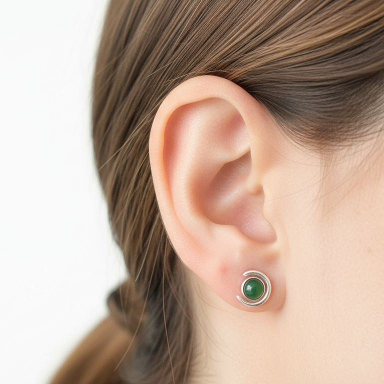 Doğal Taş Yeşim Taşlı Küpe