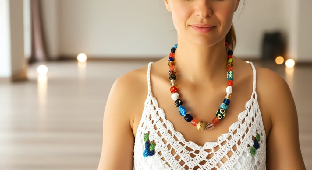 Cam Boncuk Kolye-T4 Renkli 45 cm