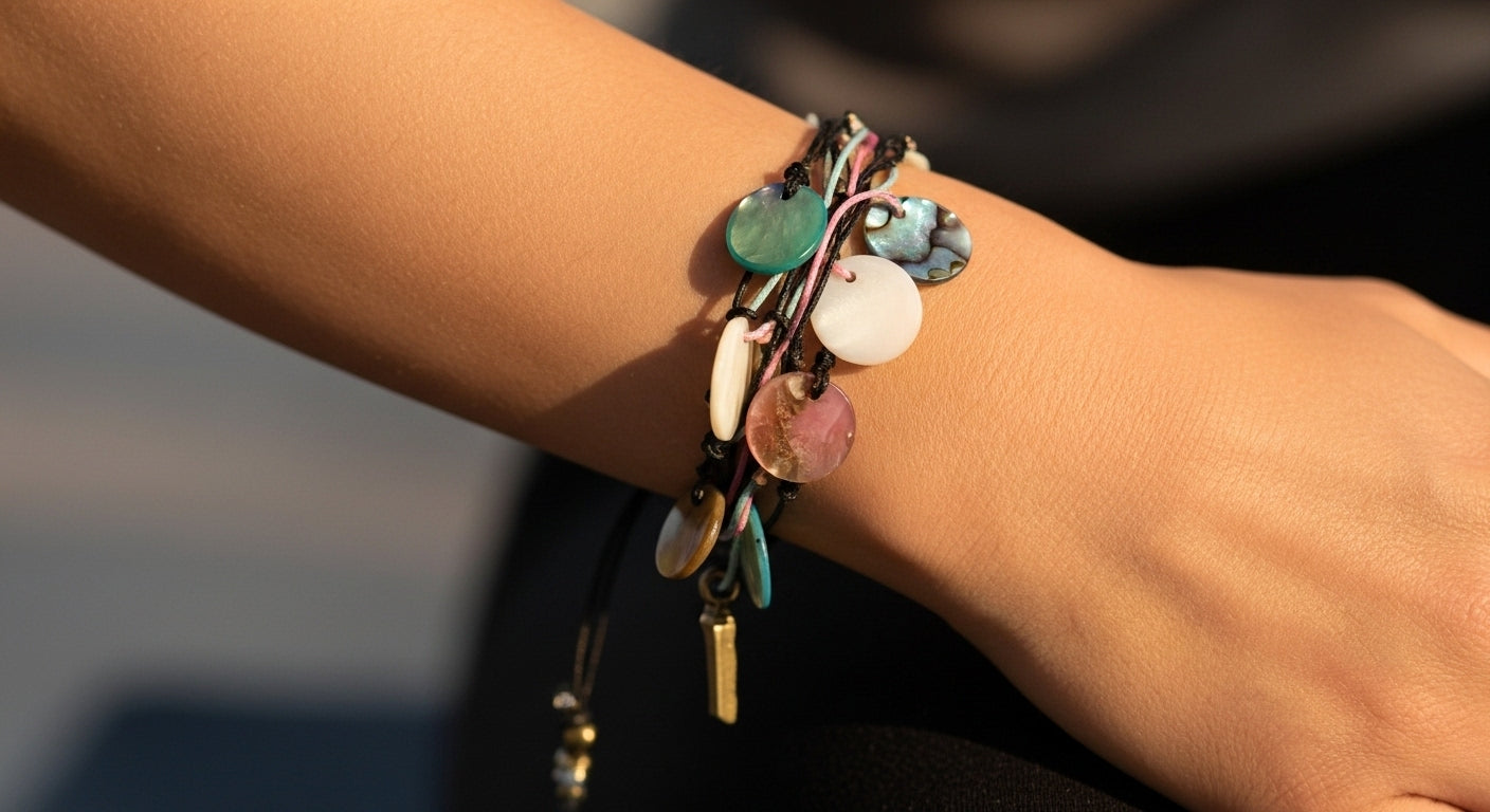 Deniz Kabuğu Takım T1 Kolye-Bileklik  Renkli