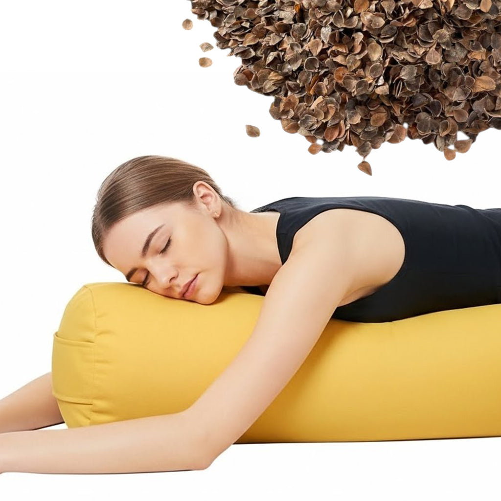 Yoga Bolster Minder-T1  Karabuğday Dolgulu Sarı 22x68cm
