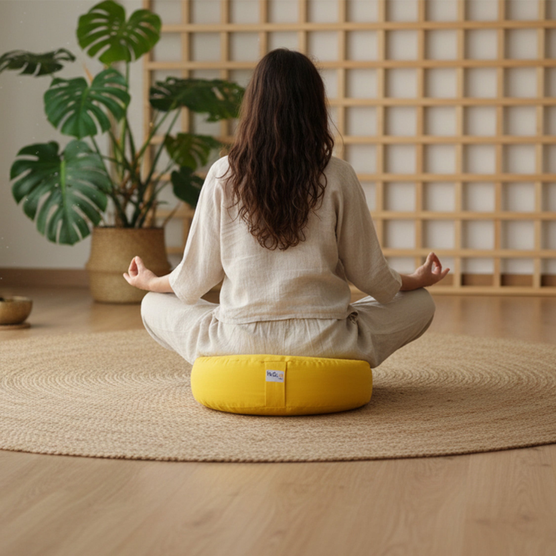 Yoga Meditasyon Minderi-T1 Karabuğday Dolgulu Sarı 35cm