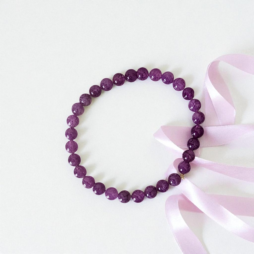Doğal Taş Bileklik-T6 Ametist 22 cm 6mm