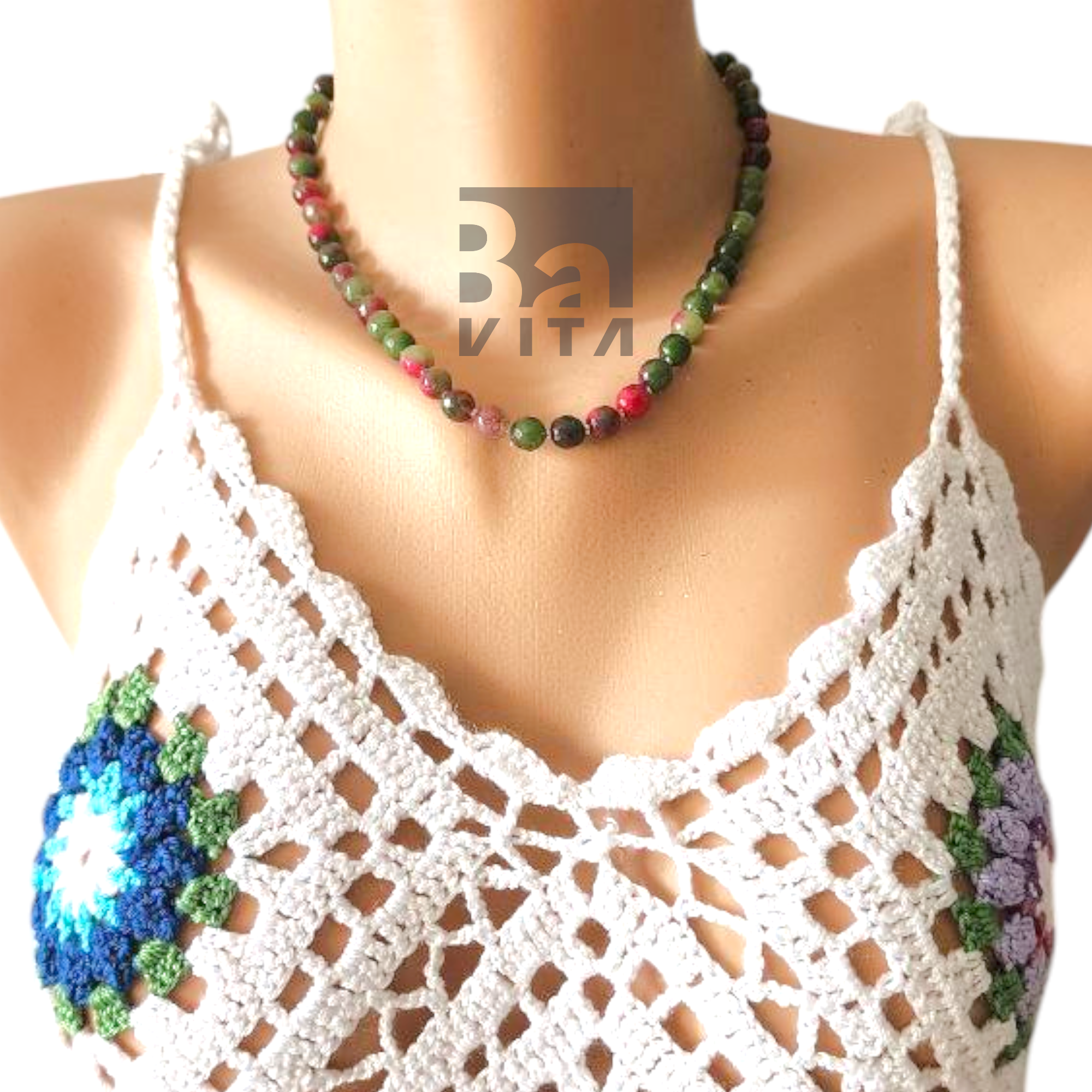 Doğal Taş Kolye-T9 Ruby Anyolit Faset Kesim 45 cm