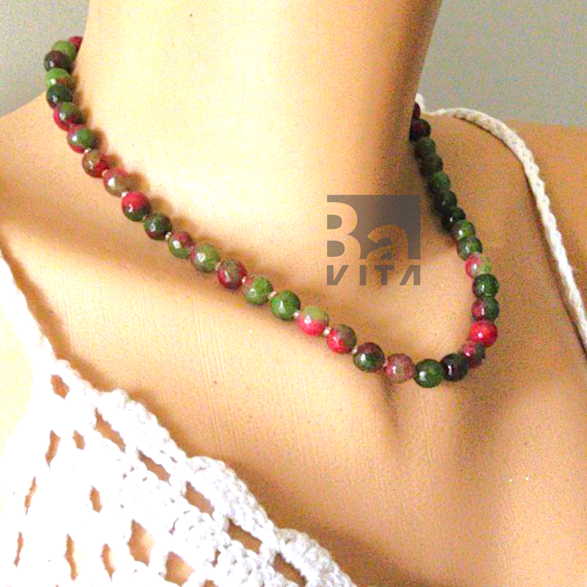 Doğal Taş Kolye-T9 Ruby Anyolit Faset Kesim 45 cm