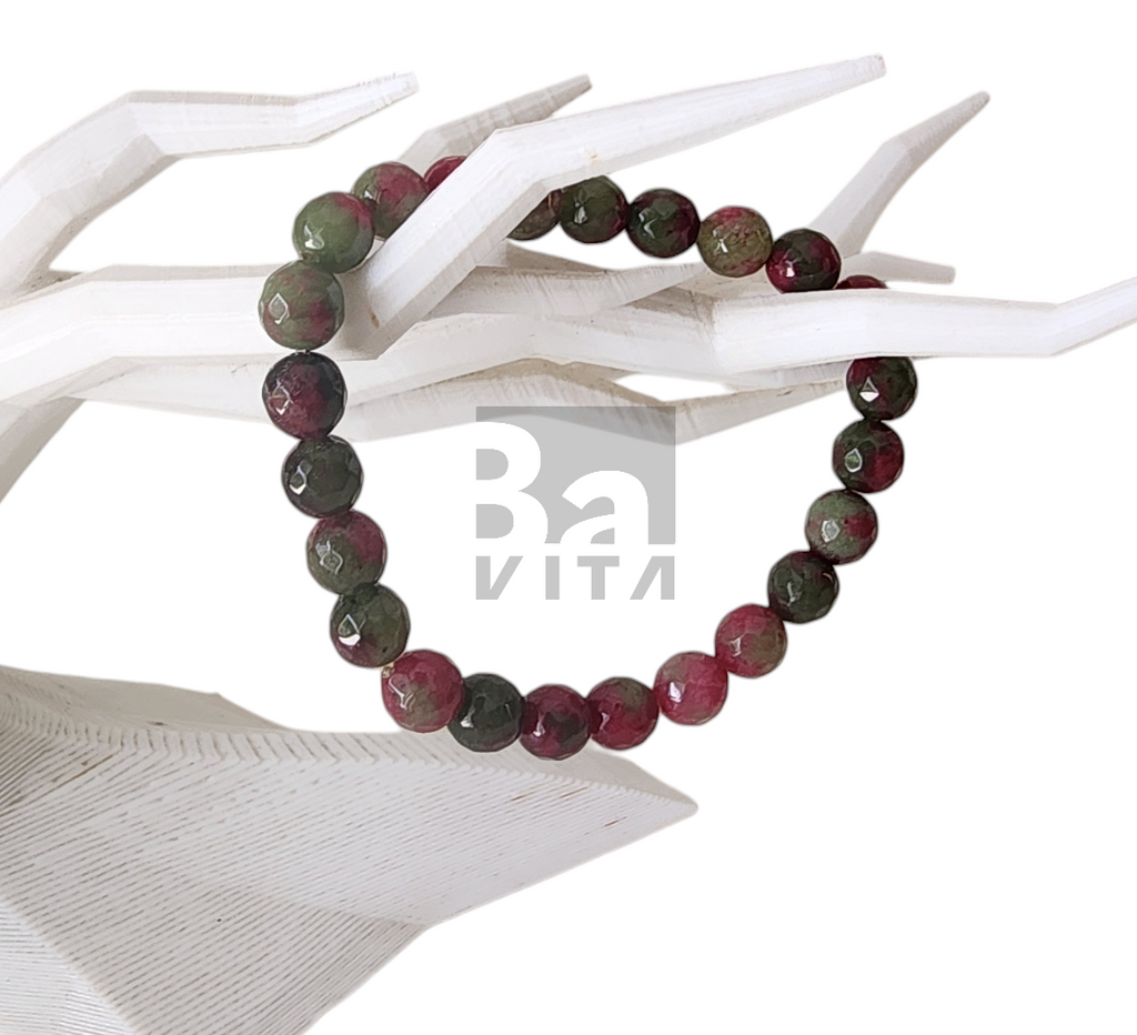 Doğal Taş Bileklik-T9 Ruby Anyolit Faset Kesim 22 cm 8mm