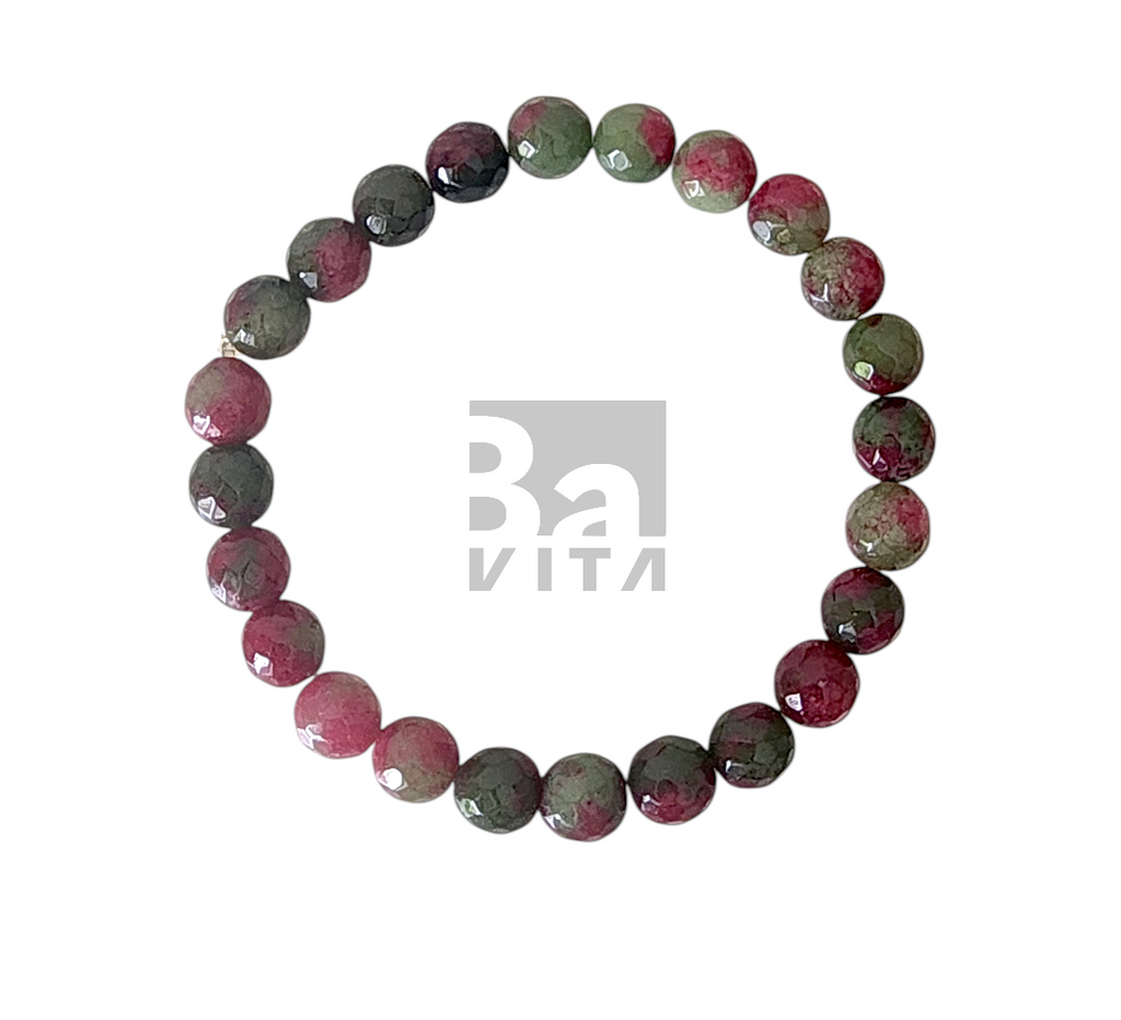 Doğal Taş Bileklik-T9 Ruby Anyolit Faset Kesim 22 cm 8mm