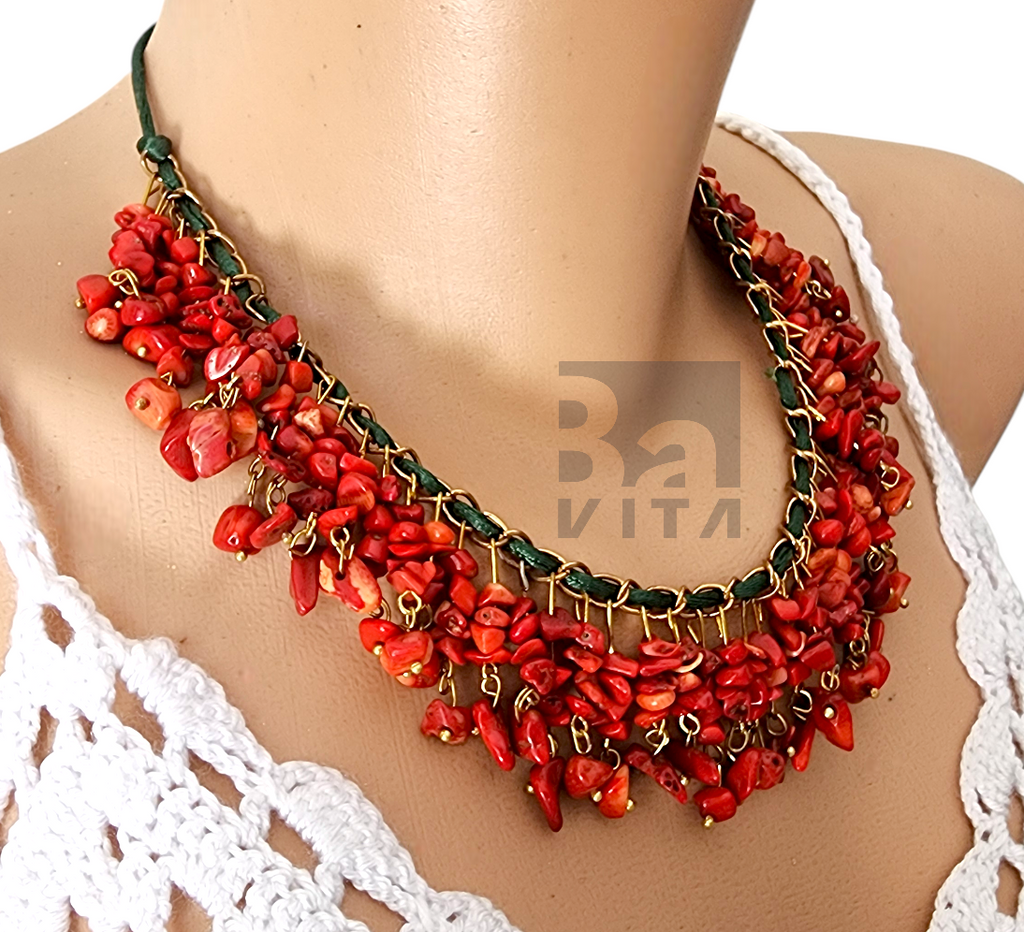 Doğal Taş Takım T1  Kolye-Bileklik Mercan