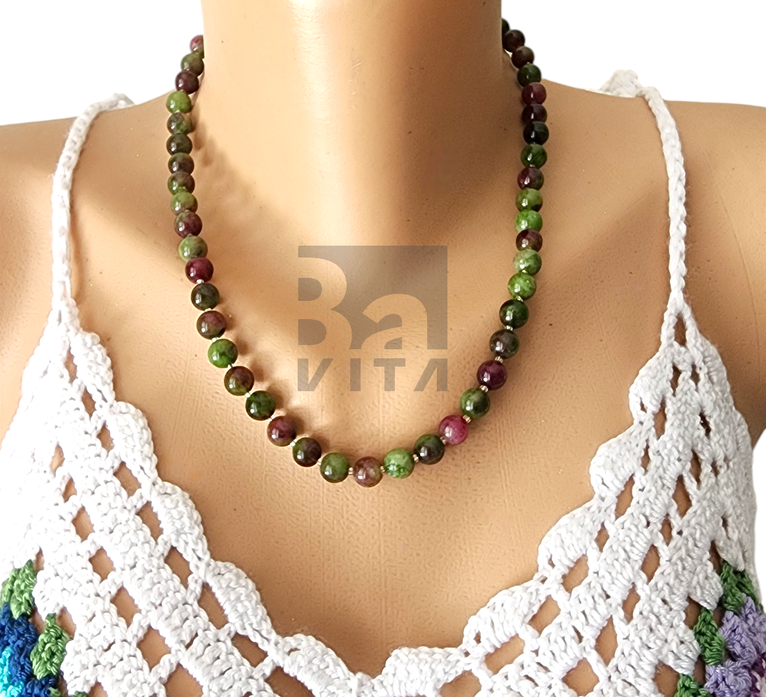 Doğal Taş Kolye-T8 Ruby Anyolit 45 cm