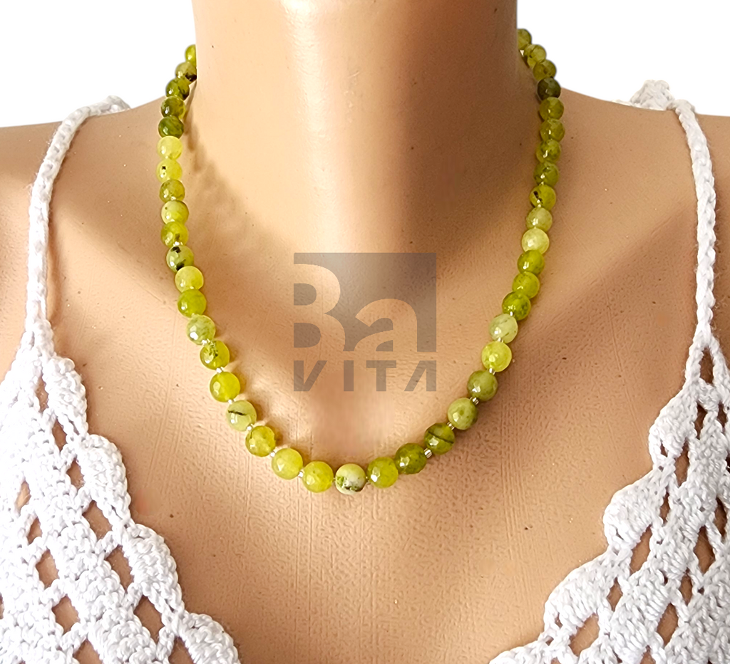 Doğal Taş Kolye-T9 Zebercet Taşı Faset Kesim 45 cm