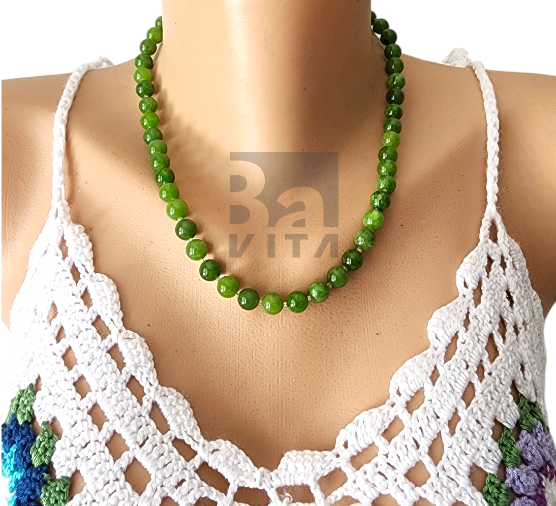 Doğal Taş Kolye-T8 Nefrit Yeşim Taşı  45 cm