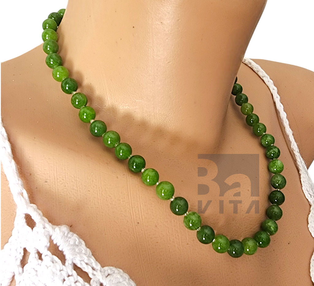 Doğal Taş Kolye-T8 Nefrit Yeşim Taşı  45 cm