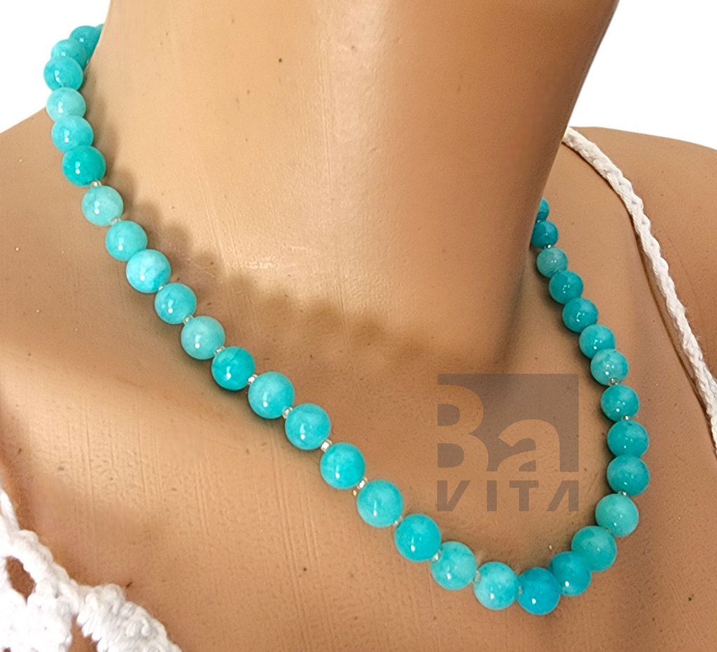 Doğal Taş Kolye-T8 Larimar Ceyt 45 cm