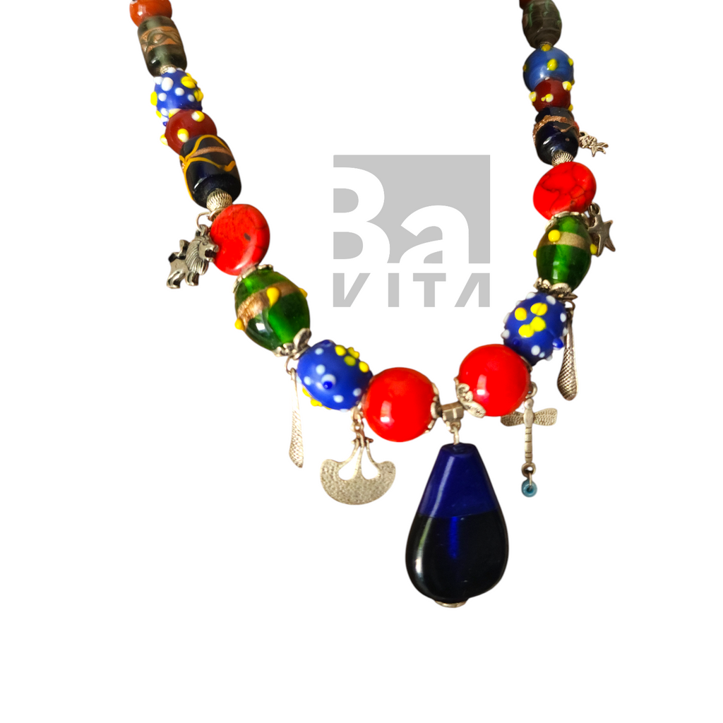 Cam Boncuk Kolye-T1 Renkli 45 cm