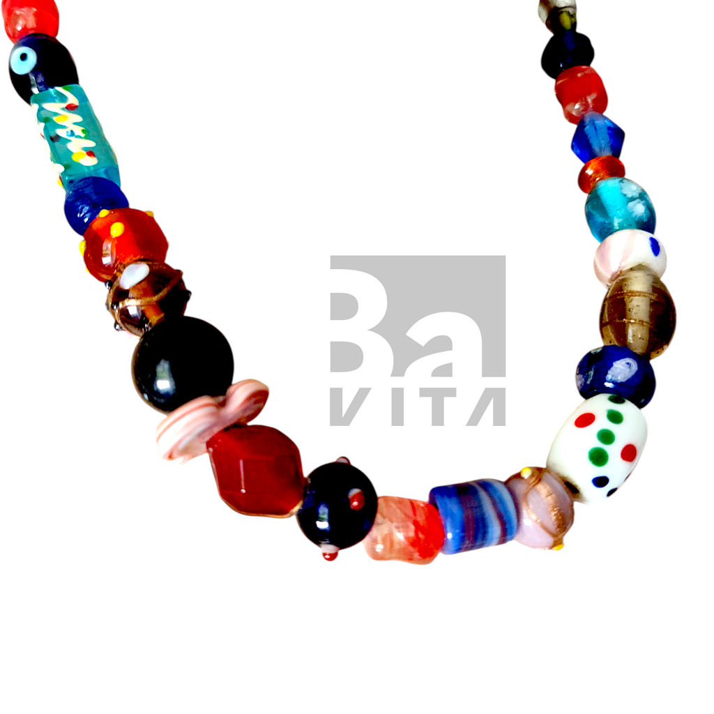 Cam Boncuk Kolye-T2 Renkli 45 cm