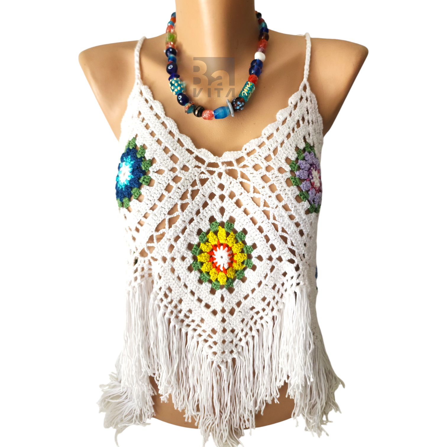 Cam Boncuk Kolye-T3 Renkli 45 cm