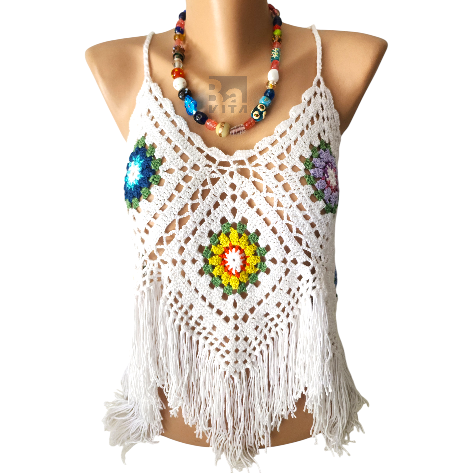 Cam Boncuk Kolye-T4 Renkli 45 cm