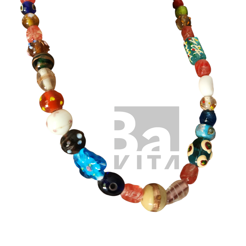 Cam Boncuk Kolye-T4 Renkli 45 cm