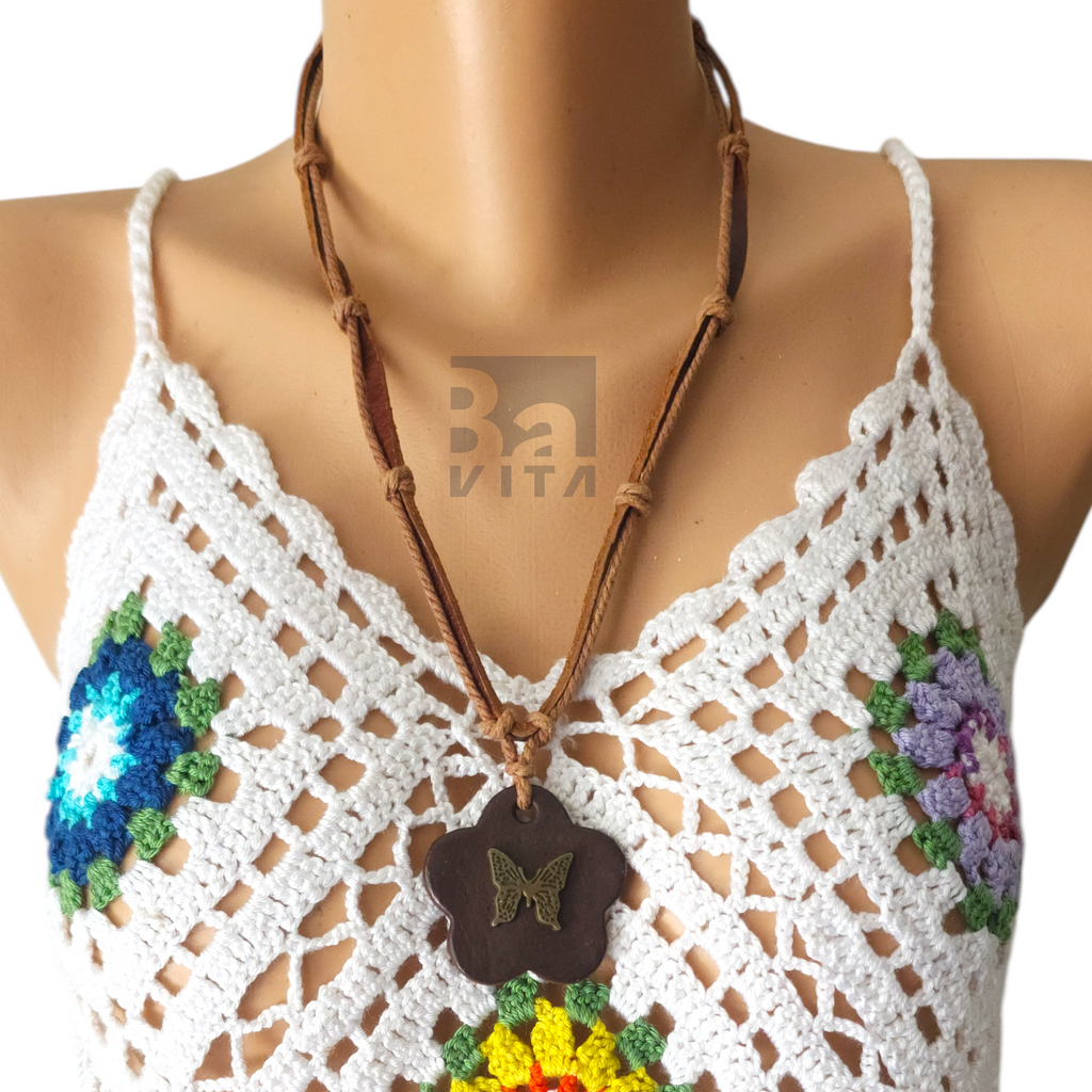 Deri Model Kolye-T1 Kahve 50cm