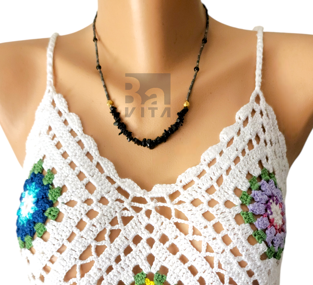 Doğal Taş Kolye-T4 Siyah Obsidyen 45 cm