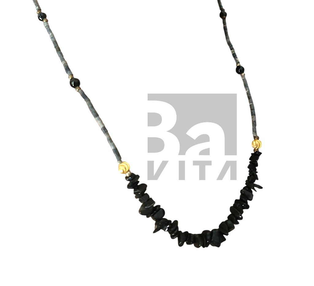 Doğal Taş Kolye-T4 Siyah Obsidyen 45 cm