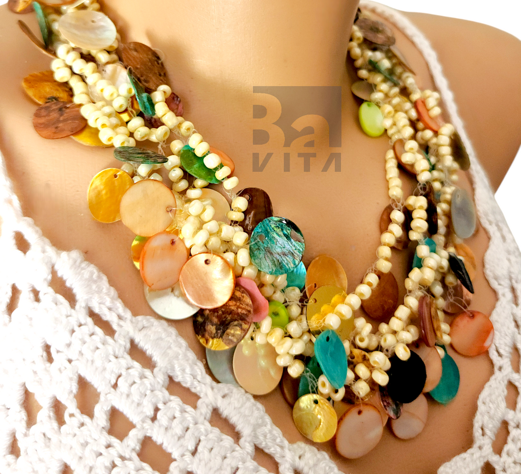 Deniz Kabuğu Takım T1 Kolye-Bileklik  Renkli