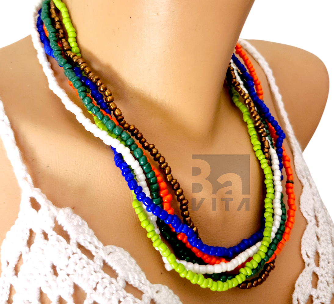 Kum Boncuk Kolye-T5 Renkli 50cm