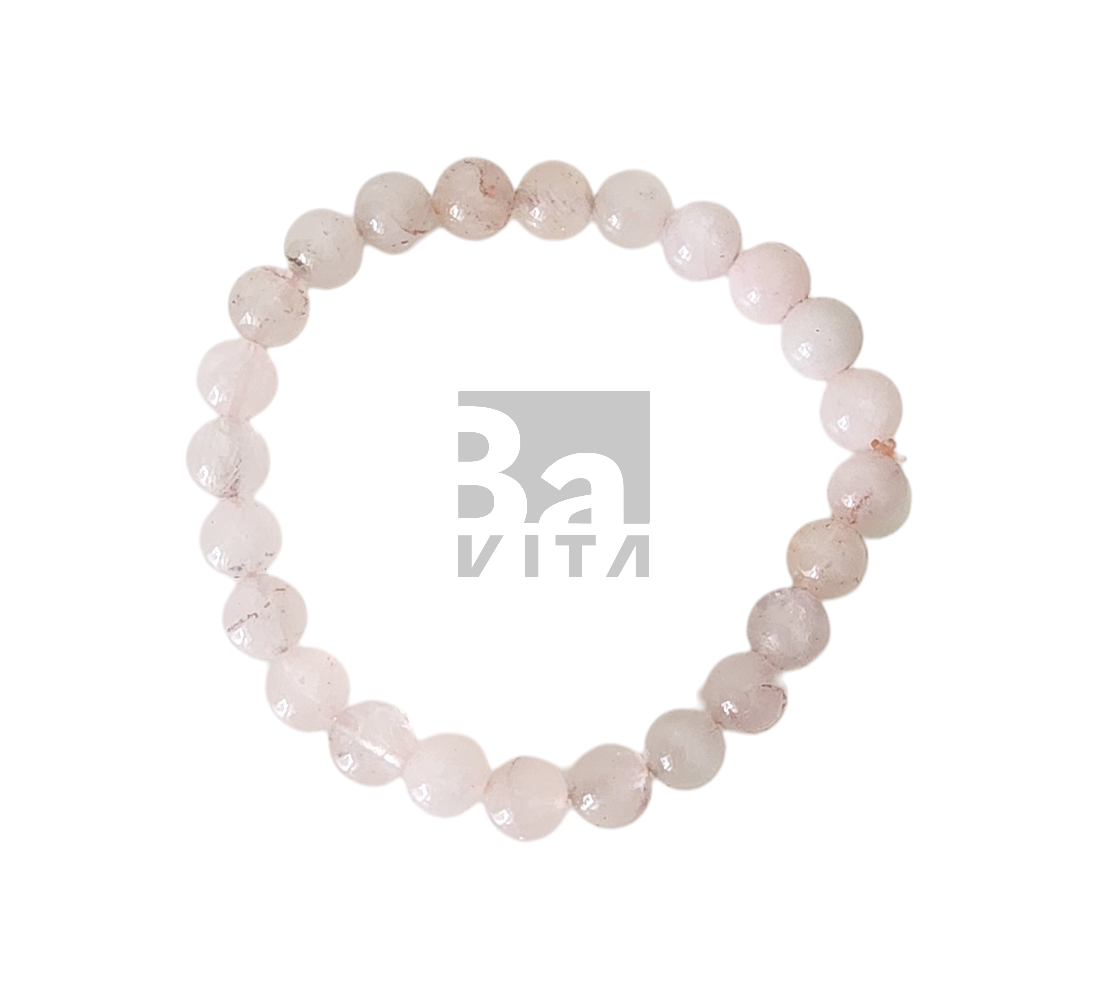 Doğal Taş Bileklik-T8 Pembe Kuvars 22 cm 8mm