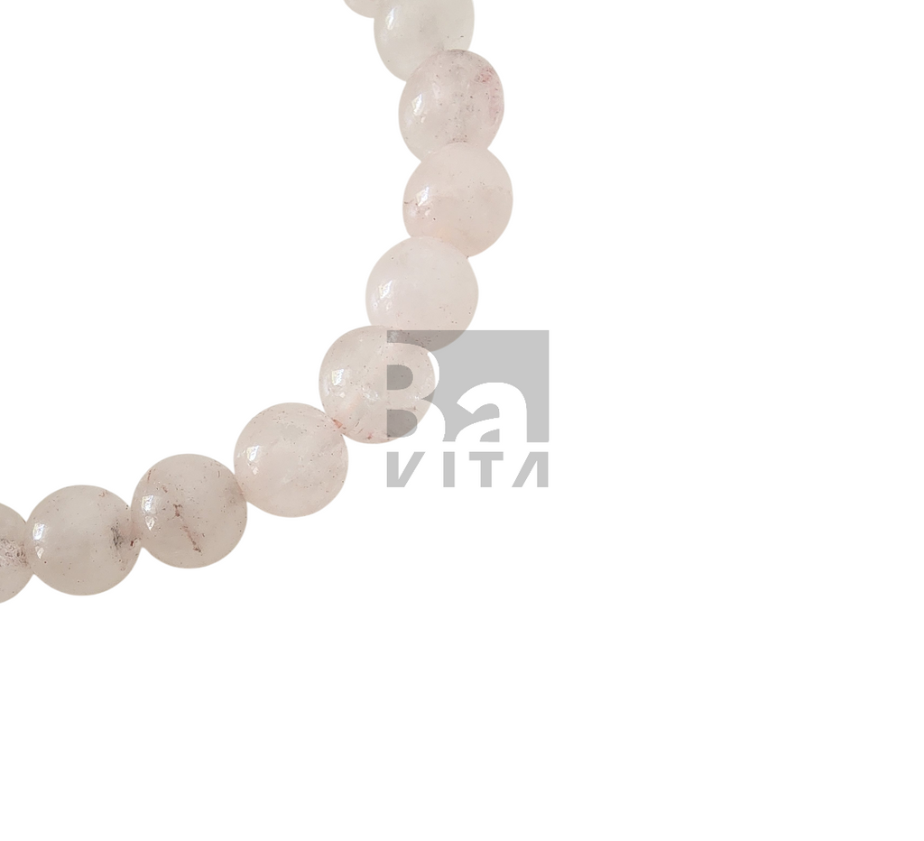 Doğal Taş Bileklik-T8 Pembe Kuvars 22 cm 8mm