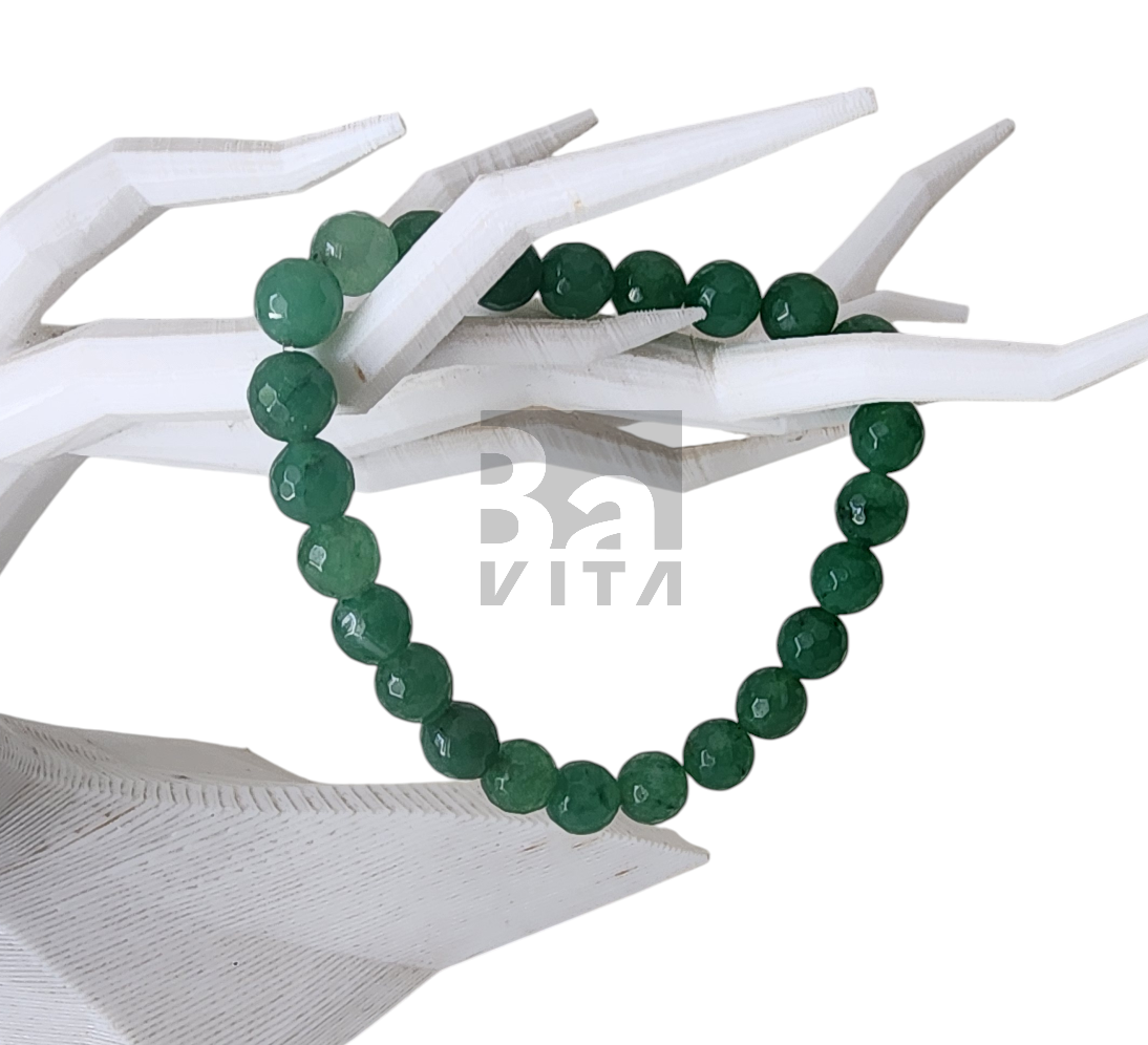 Doğal Taş Bileklik-T9 Yeşil Ceyt Taşı Faset Kesim 22 cm 8mm