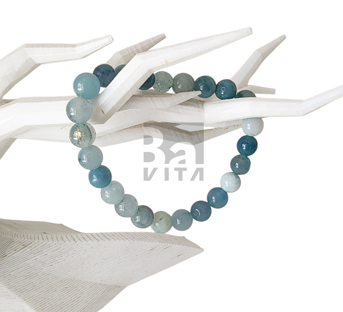 Doğal Taş Bileklik-T8 Akuamarin 22 cm 8mm