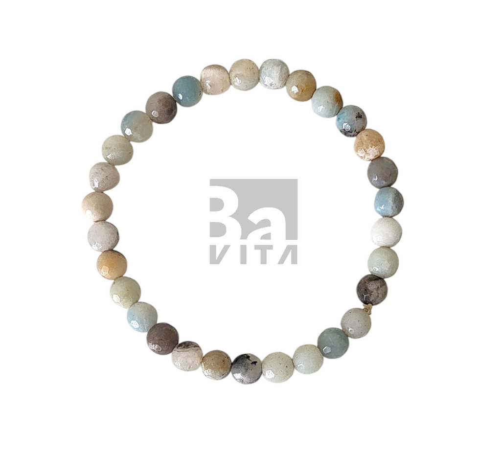 Doğal Taş Bileklik-T7 Amazonit Faset Kesim 22 cm 6mm