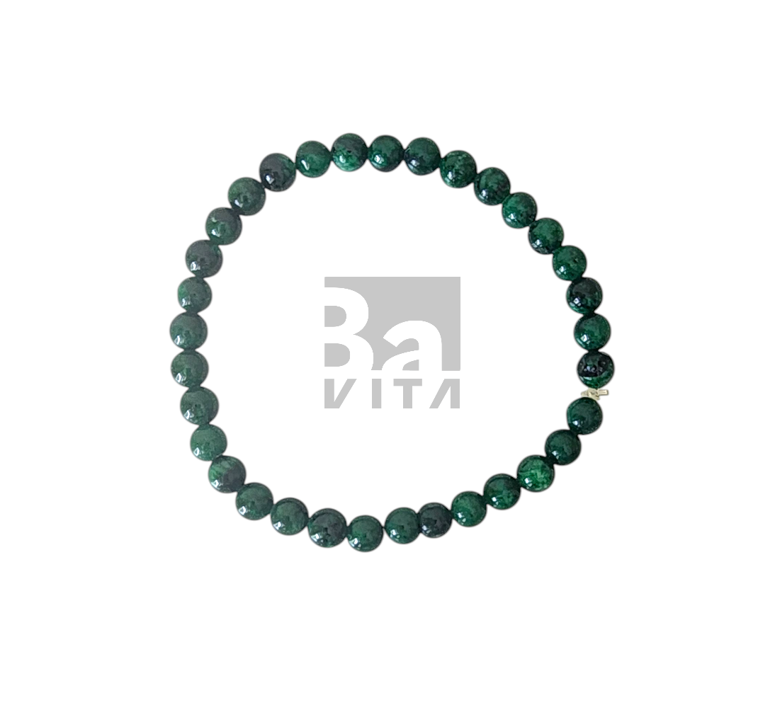 Doğal Taş Bileklik-T6 Yeşil Ceyt Taşı 22 cm 6mm