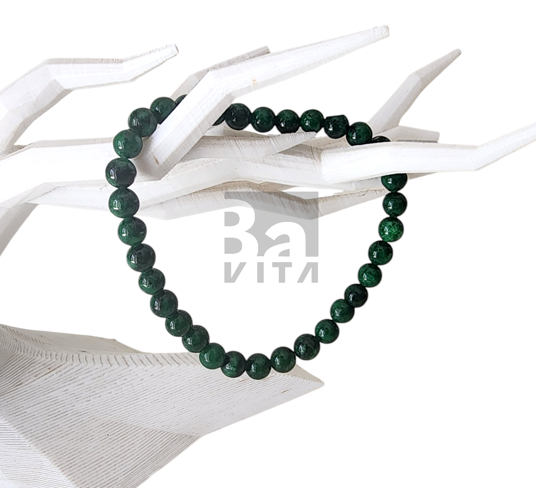 Doğal Taş Bileklik-T6 Yeşil Ceyt Taşı 22 cm 6mm