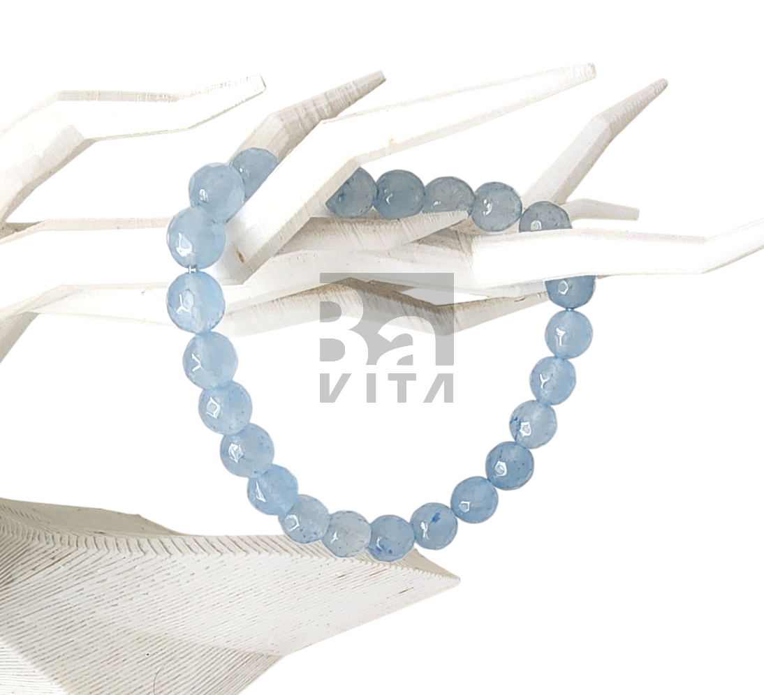 Doğal Taş Bileklik-T9 Akuamarin Faset Kesim 22 cm 8mm