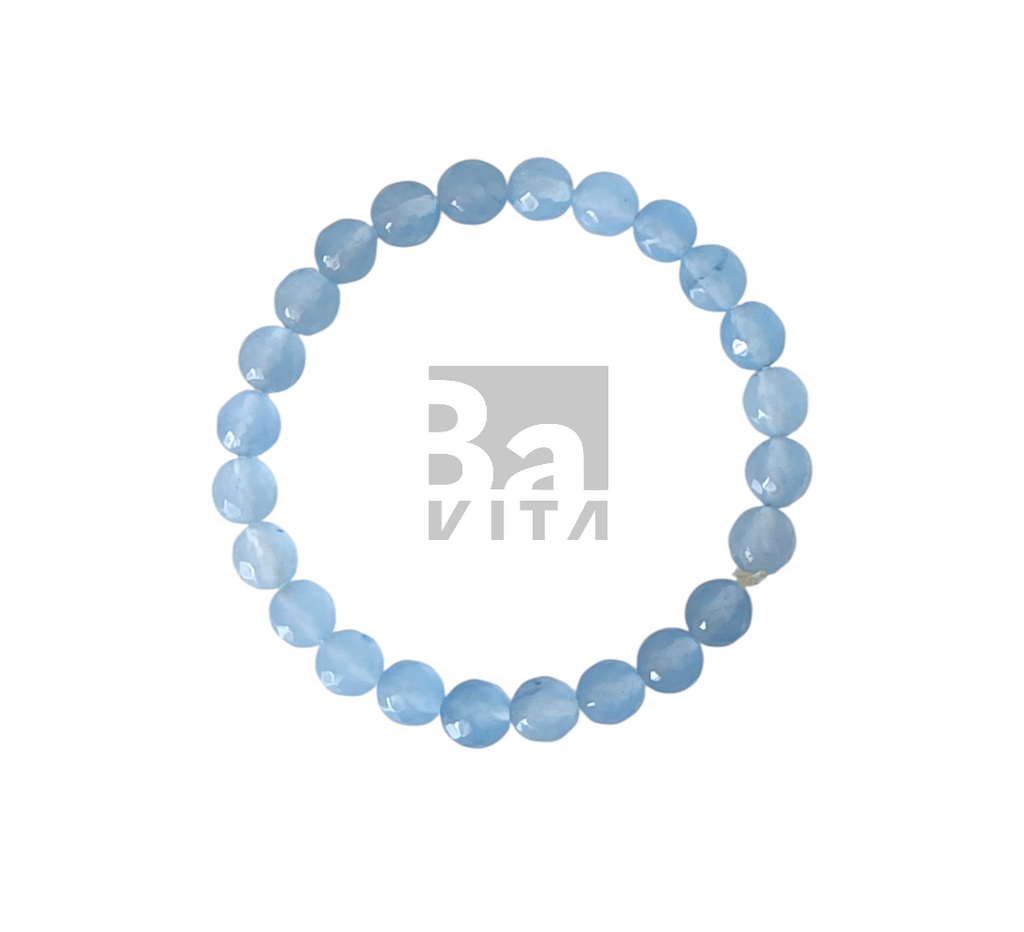 Doğal Taş Bileklik-T9 Akuamarin Faset Kesim 22 cm 8mm