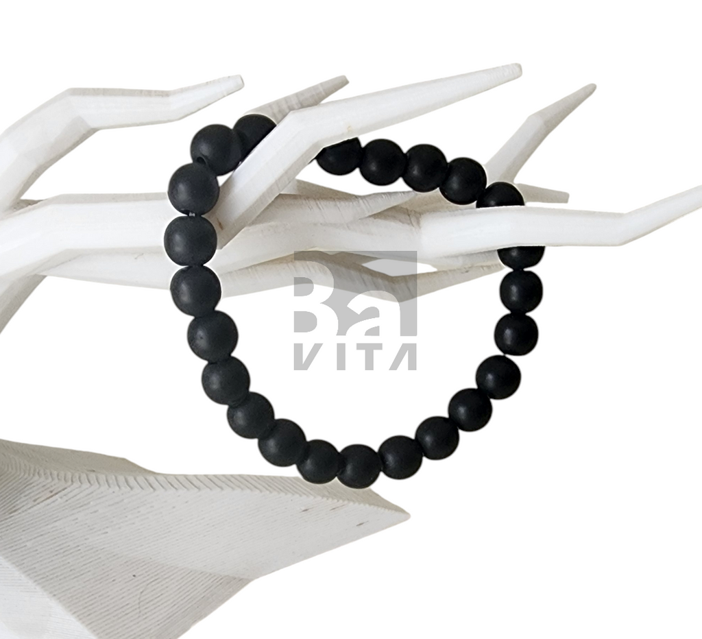 Doğal Taş Bileklik-T8 Onyx mat siyah  22 cm 8mm