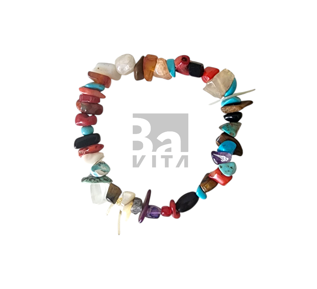 Doğal Taş Bileklik-T4 Kırıktaş Renkli 22 cm