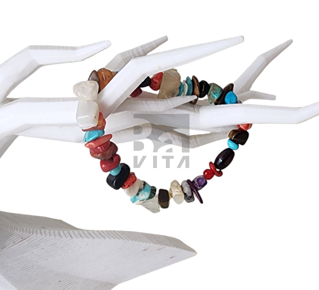 Doğal Taş Bileklik-T4 Kırıktaş Renkli 22 cm